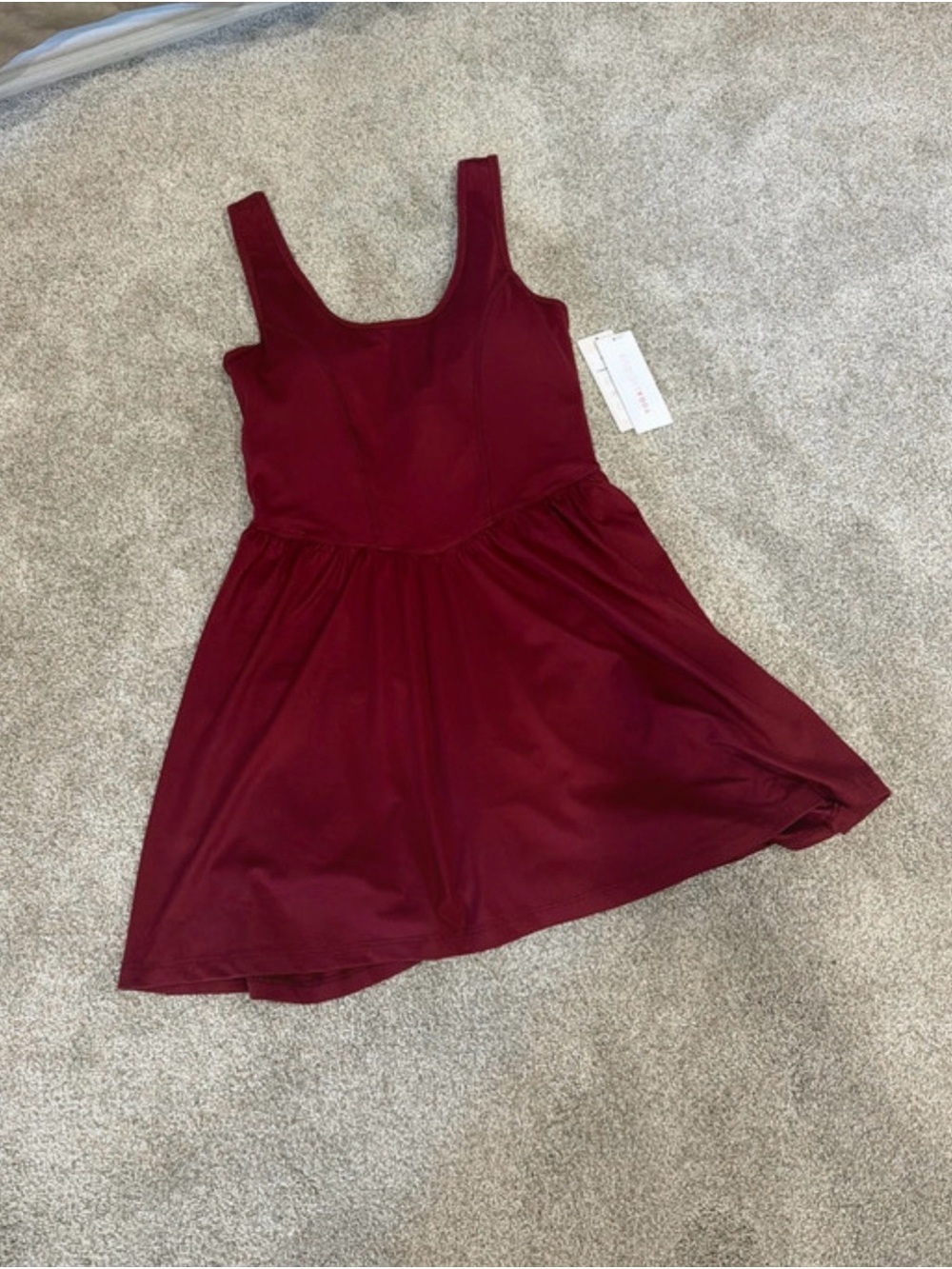 Yogalicious Burgundy Scoop Neck Skater Mini Dress